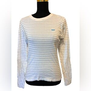 Levi's Cream and Light Blue Striped Long Sleeve Tee